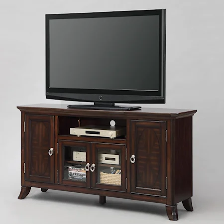 Entertainment Console with Doors and Open Compartment